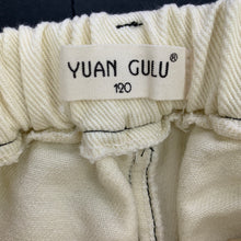 Load image into Gallery viewer, unisex YUAN GULU, cropped cream denim pants, elasticated, Inside leg: 33.5cm, EUC, size 6,  