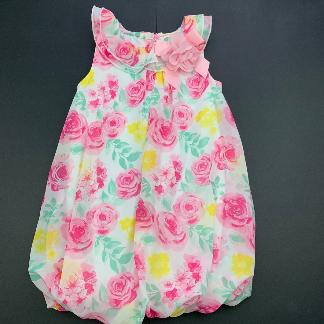 Girls Little Me, lightweight floral bubble dress, EUC, size 2, L: 47cm