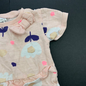 Girls Kids & Co, pink floral cotton t-shirt / top, GUC, size 000,  