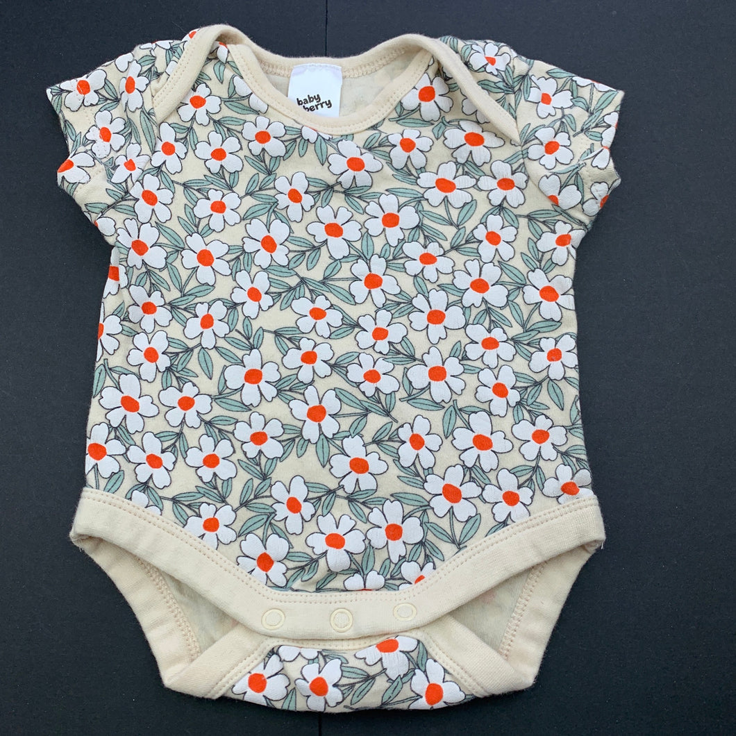 Girls Baby Berry, floral cotton bodysuit / romper, FUC, size 000,  