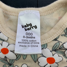 Load image into Gallery viewer, Girls Baby Berry, floral cotton bodysuit / romper, FUC, size 000,  