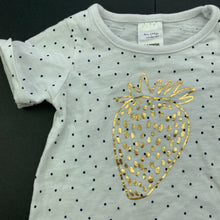 Load image into Gallery viewer, Girls Tiny Little Wonders, white cotton t-shirt / top, strawberry, EUC, size 000,  