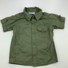 Load image into Gallery viewer, Boys Mango, khaki cotton short sleeve shirt, EUC, size 1,  