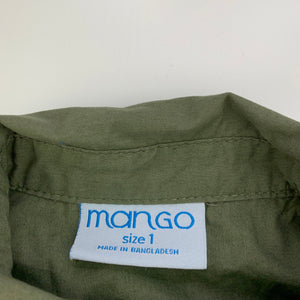 Boys Mango, khaki cotton short sleeve shirt, EUC, size 1,  