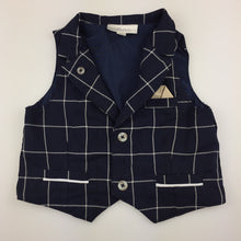 Load image into Gallery viewer, Boys Miniclasix, cute navy check wedding / formal vest, GUC, size 6 months