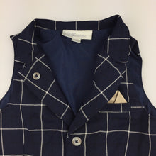 Load image into Gallery viewer, Boys Miniclasix, cute navy check wedding / formal vest, GUC, size 6 months