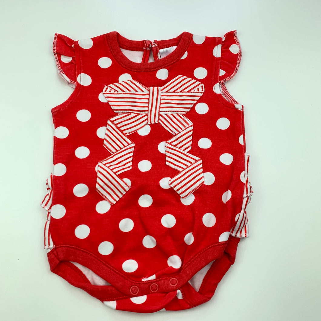 Girls Target, red & white cotton bodysuit / romper, GUC, size 000,  