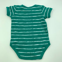 Load image into Gallery viewer, unisex Anko, green stripe cotton bodysuit / romper, EUC, size 00,  