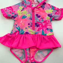 Load image into Gallery viewer, Girls Baby Berry, floral hooded swim one-piece, EUC, size 000,  