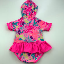 Load image into Gallery viewer, Girls Baby Berry, floral hooded swim one-piece, EUC, size 000,  