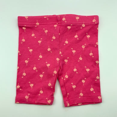 Girls Carters, pink cotton shorts, flamingos, EUC, size 000,  