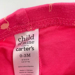 Girls Carters, pink cotton shorts, flamingos, EUC, size 000,  