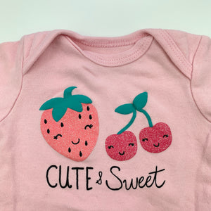 Girls Baby Gear, pink cotton bodysuit / romper, strawberries, GUC, size 000,  