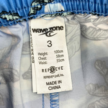 Load image into Gallery viewer, Boys Wave Zone, lightweight stretch board shorts, elasticated, EUC, size 3,  
