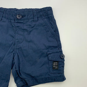 Boys Target, navy cotton cargo shorts, elasticated, EUC, size 2,  