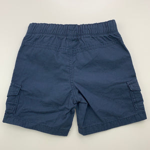 Boys Target, navy cotton cargo shorts, elasticated, EUC, size 2,  