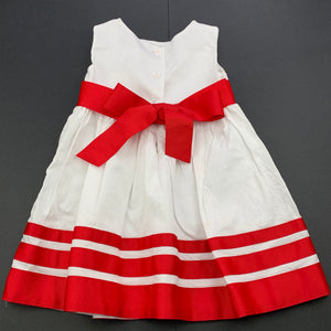 Girls Target, lined red & white cotton party dress, marks front & back, GUC, size 0, L: 42cm