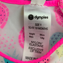 Load image into Gallery viewer, Girls Dymples, short sleeve rashie / swim top, GUC, size 1,  