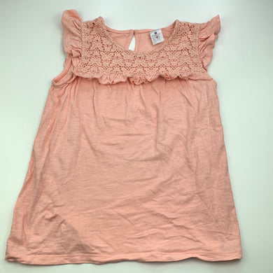 Girls Target, pink cotton top, lace detail, GUC, size 7,  