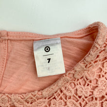 Load image into Gallery viewer, Girls Target, pink cotton top, lace detail, GUC, size 7,  