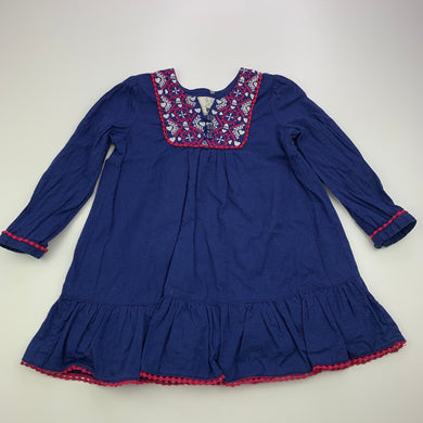 Girls Jeans West Jnr, lined embroidered cotton dress, FUC, size 2, L: 47cm