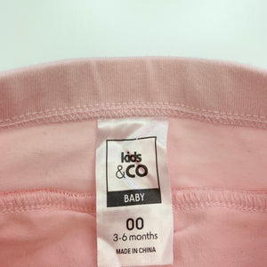 Girls Kids & Co, pink stretchy ruffle leggings / bottoms, GUC, size 00,  