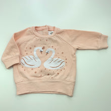 Load image into Gallery viewer, Girls Baby Berry, pink fleece lined sweater / jumper, swans, GUC, size 000,  