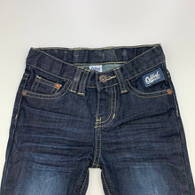 Load image into Gallery viewer, Girls Osh Kosh, dark denim jeans, adjustable, Inside leg: 33.5cm, FUC, size 2,  