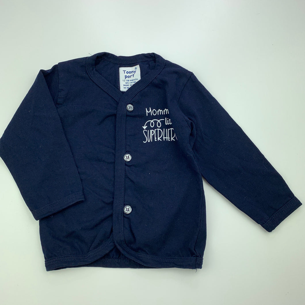 Boys Toony Port, navy cotton long sleeve top, GUC, size 1,  