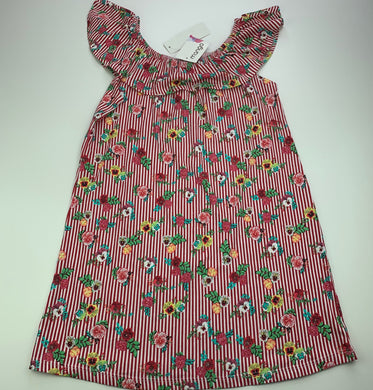 Girls Mango, striped cotton casual dress, NEW, size 10, L: 67cm