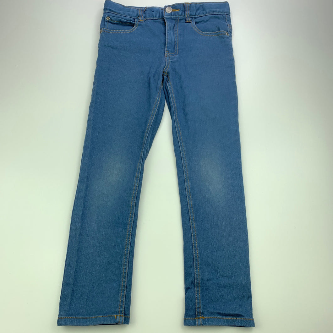 Boys Target, blue stretchy cotton pants, adjustable, Inside leg: 49cm, FUC, size 6,  