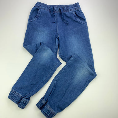 Girls H&T, knit stretch denim pants, elasticated, Inside leg: 54cm, GUC, size 7,  
