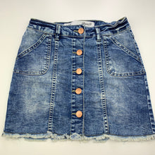 Load image into Gallery viewer, Girls Denim Co, blue stretch denim skirt, adjustable, L: 31cm, GUC, size 8-9,  
