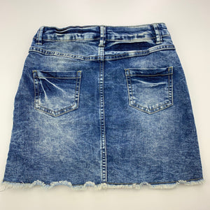 Girls Denim Co, blue stretch denim skirt, adjustable, L: 31cm, GUC, size 8-9,  