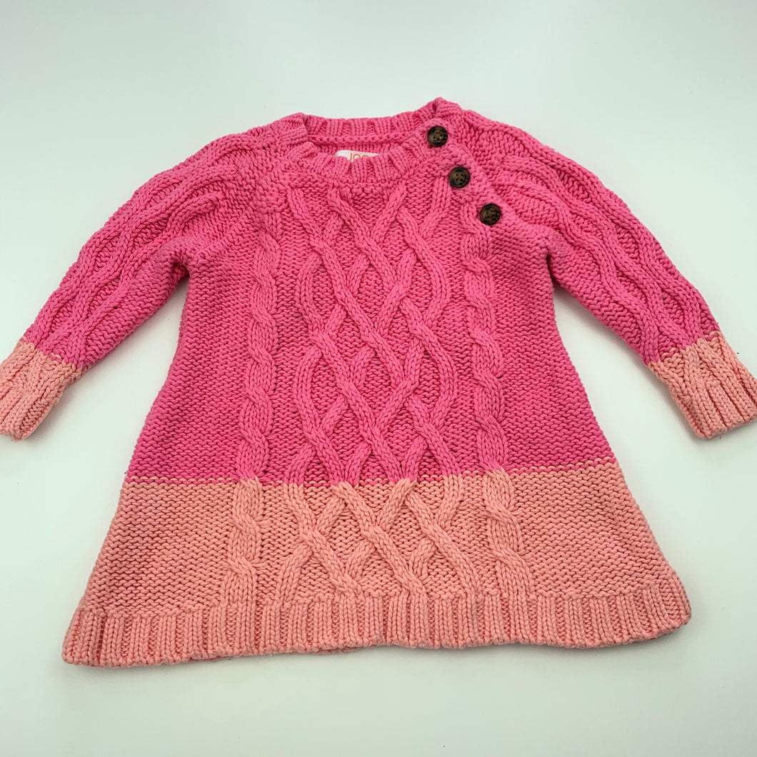 Girls Joe Fresh, knitted cotton long sleeve dress, FUC, size 00, L: 30cm