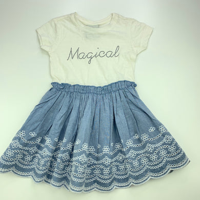 Girls 1964 Denim Co, spliced cotton casual dress, magical, EUC, size 1, L: 49cm