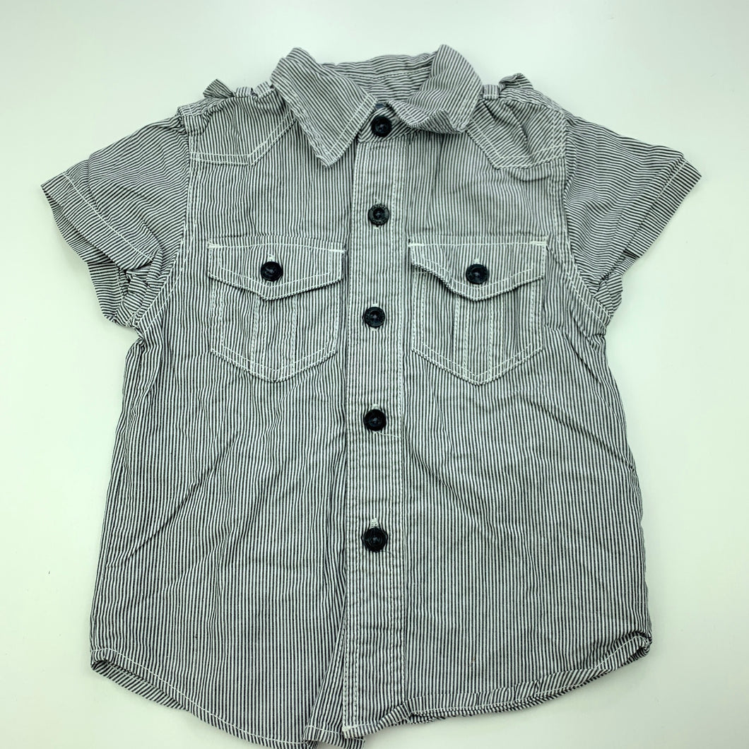 Boys Pumpkin Patch, striped cotton short sleeve shirt, GUC, size 0,  