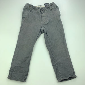 Boys H&M, grey cotton pants, adjustable, Inside leg: 33cm, GUC, size 1,  