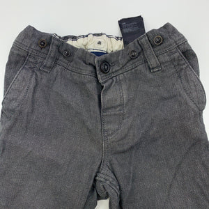 Boys H&M, grey cotton pants, adjustable, Inside leg: 33cm, GUC, size 1,  