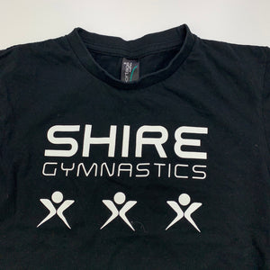 Girls Sportage Australia, black cotton t-shirt / top, gymnastics, GUC, size 8,  
