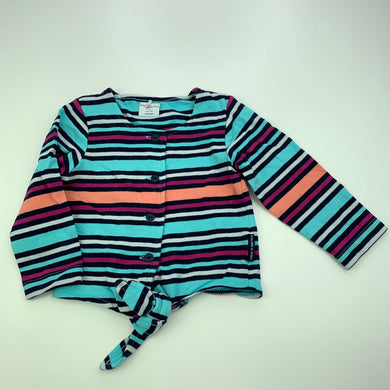 Girls Polarn O Pyret, striped stretchy tie front top, GUC, size 0,  