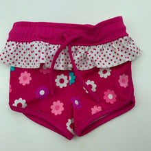 Load image into Gallery viewer, Girls Wave Zone, pink floral swim shorts, elasticated, GUC, size 00,  