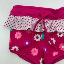 Load image into Gallery viewer, Girls Wave Zone, pink floral swim shorts, elasticated, GUC, size 00,  