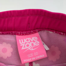 Load image into Gallery viewer, Girls Wave Zone, pink floral swim shorts, elasticated, GUC, size 00,  