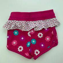 Load image into Gallery viewer, Girls Wave Zone, pink floral swim shorts, elasticated, GUC, size 00,  