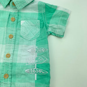 Boys Target, green cotton short sleeve shirt, FUC, size 000,  