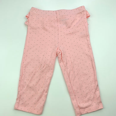 Girls Babies R Us, pink & silver spot cotton ruffle leggings, EUC, size 00,  