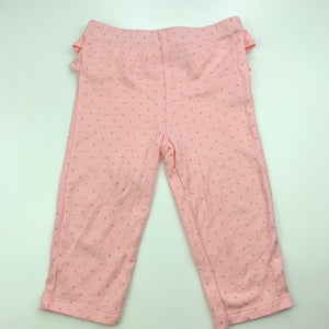 Girls Babies R Us, pink & silver spot cotton ruffle leggings, EUC, size 00,  