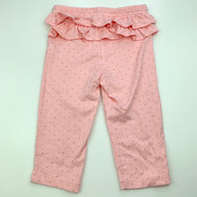 Load image into Gallery viewer, Girls Babies R Us, pink &amp; silver spot cotton ruffle leggings, EUC, size 00,  