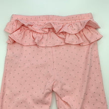 Load image into Gallery viewer, Girls Babies R Us, pink &amp; silver spot cotton ruffle leggings, EUC, size 00,  